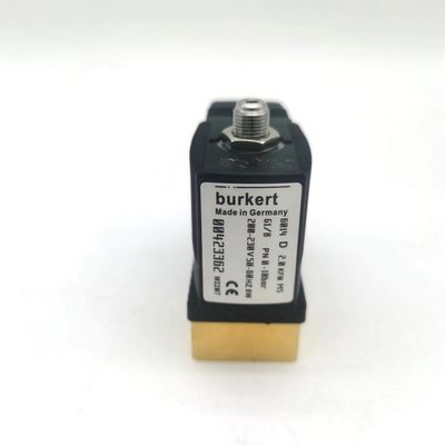 2/2 স্বাভাবিকভাবে খোলা 00295651 Burkert Solenoid Valve 20 Flow Holes FKM (ফ্লুরো রবার) সিলড ব্রাস ভ্যালভের দেহ AC220V 8W 1-25bar