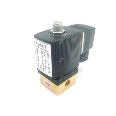 00125301 সোলিনয়েড ভালভ Burkert 6013 টাইপ ডাইরেক্ট অ্যাক্টিং G1/4 ইঞ্চি 2/2 স্বাভাবিকভাবে বন্ধ 3.0 ফ্লো হোল FKM সিলড ব্রাস ভালভ শরীর 24VDC 8W 0~6bar