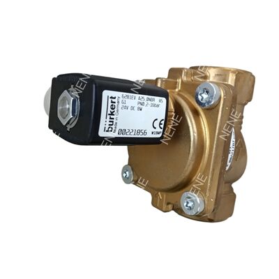 ব্রাস বডি বুরকার্ট সোলিনয়েড ভালভ 6281 BURKERT 00322507 6281 G1/4 2/2 সাধারণত ম্যানুয়াল কন্ট্রোলের সাথে বন্ধ 10.0 ফ্লো হোল এনবিআর সিল AC220V 8W