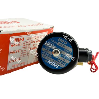 ইউএস-২০ ইউএনআইডি ৩/৪ ইঞ্চি ব্রাস পিস্টন নিউম্যাটিক সোলিনয়েড ভালভ -৫°সি ~ ১৮৫°সি ওয়াটার ভালভ