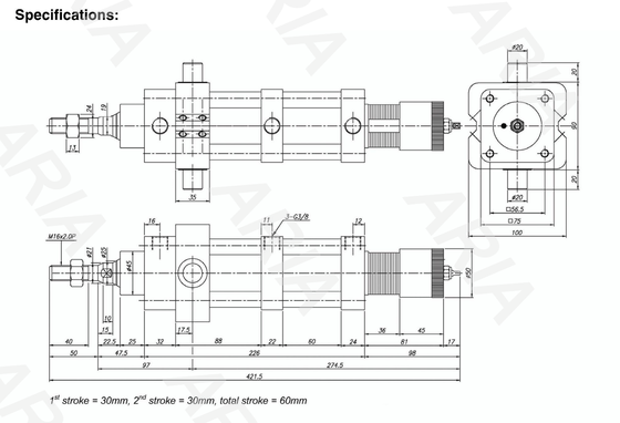 NNFA063/0050/0010TC(S) ISO 6432 আন্তর্জাতিক মান ASCO Solenoid Valve NNS সিরিজ ডাবল অ্যাক্টিং সিঙ্গল রড আদর্শ