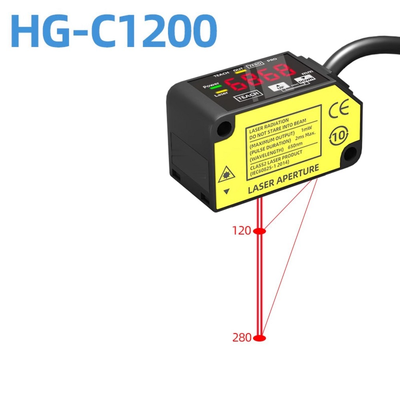 HG-C1200 Visible Red Laser Displacement Detector 0.05 Percent Fs Per Deg C Temperature Stability Light On Dark On Selectable Mode For Industrial Position Test