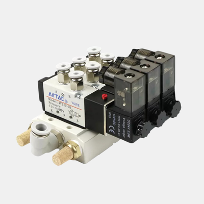 Airtac 4V210-08 Solenoid Valve Manifold Set 2 Position / 3 Position / 4 Position / 5 Position / 6 Position Combined Pneumatic Control Valve Assembly For Automated Air Circuit Control