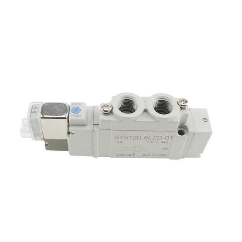 এসএমসি সোলিনয়েড ভালভ SY5320-5LZD-C6 DC12V ওয়ান-টাচ ফিটিং পোর্ট আকার ø6 3 অবস্থান বন্ধ কেন্দ্র