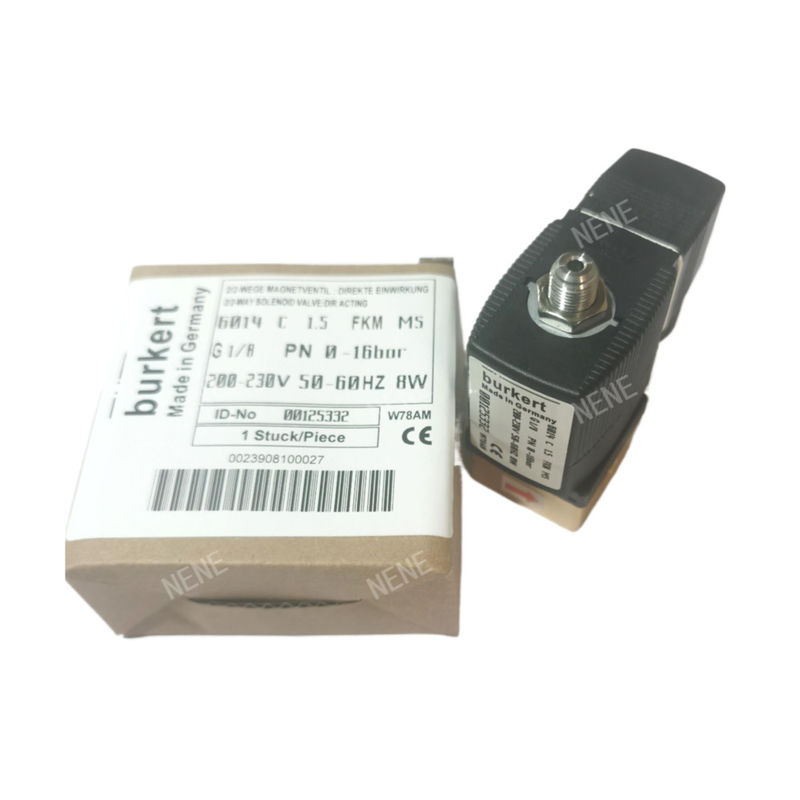 G1/4 Burkert Solenoid Valve 00125302 6013 টাইপ ডাইরেক্ট অ্যাক্টিং ইঞ্চি 2/2 স্বাভাবিকভাবে বন্ধ 3.0 ফ্লো হোল FKM সিলড ব্রাস ভ্যালভের দেহ 24VAC 8W 0~10bar