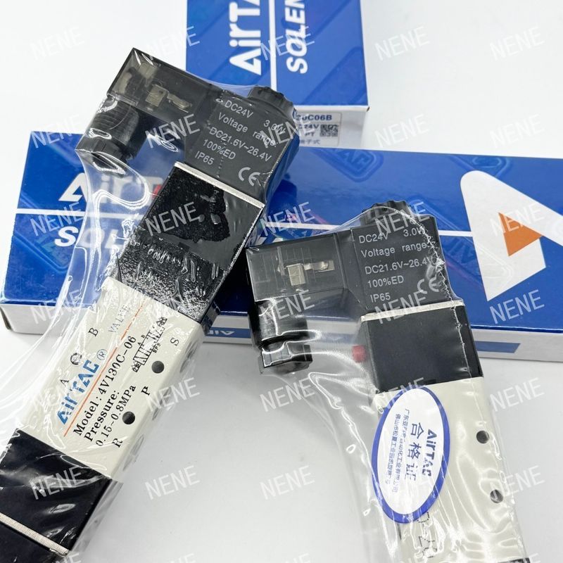 5 উপায় 3 অবস্থান 4V130E-06 বায়ু তরল অ্যালুমিনিয়াম খাদ শরীর সঙ্গে AIRTAC Solenoid ভালভ