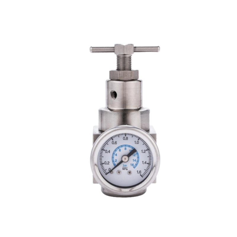 SR400 3/8” 1/2” থ্রেড সাইজের নিউম্যাটিক ফিল্টার রেগুলেটর লুব্রিকেটর স্টেইনলেস স্টিল প্রেসার রেগুলেটিং ভালভ
