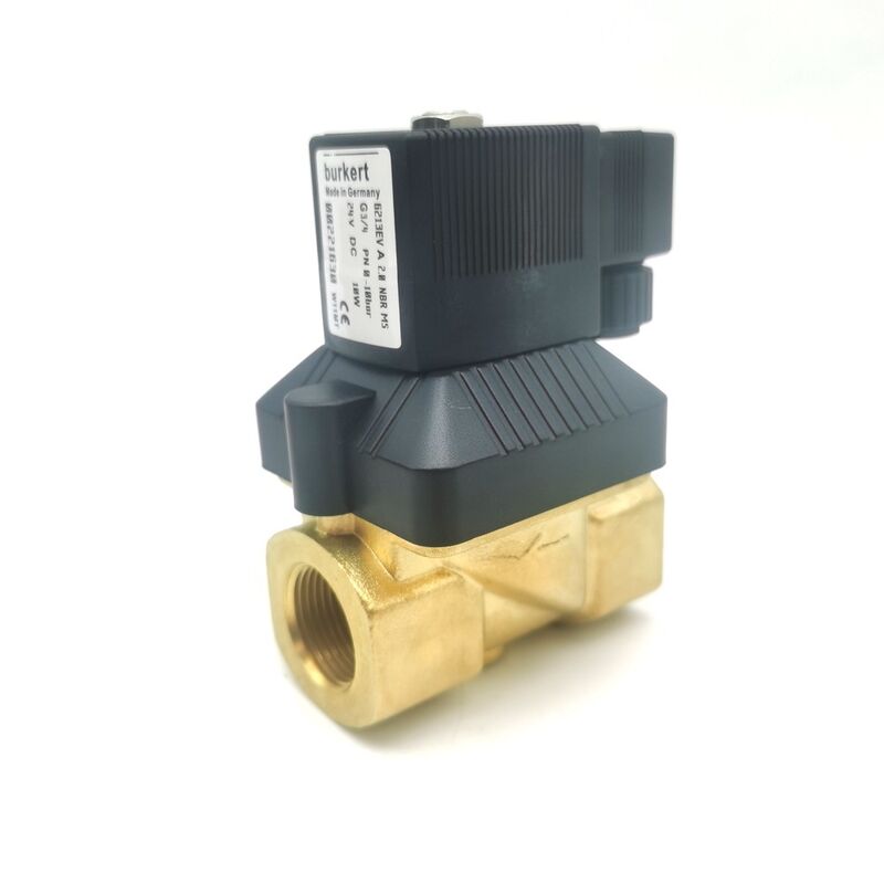 DC24V 8W জেনুইন Burkert 00221630 6213 NC ডায়াফ্রাম ভালভ, G3/4 অভ্যন্তরীণ থ্রেড 20 ফ্লো হোল এনবিআর গ্যাসকেট, ব্রাস হাউজিং জন্য -10 °C ~ 80 °C 0-10bar পাইপলাইন সিস্টেম