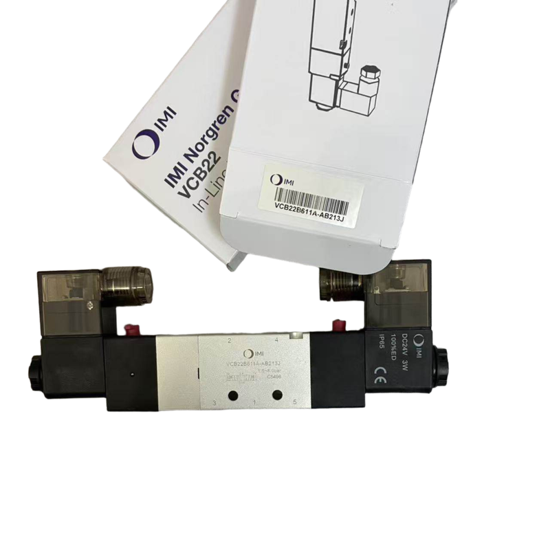 5/3 বন্ধ কেন্দ্র সোলেনয়েড ভালভ NORGREN VCB22B611A-AB213J G1/4 24VDC ফ্লোটিং ক্ল্যাম্পিংয়ের জন্য ডাবল সোলেনয়েড পজিশনিং ভালভ 5 পোর্ট 3 পজিশন