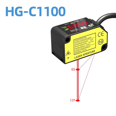 HG-C1100 লেজার ডিসপ্লেসমেন্ট সেন্সর ১০০মিমি কেন্দ্র দূরত্ব ±৩৫মিমি পরিমাপের পরিসীমা ৭০উম পুনরাবৃত্তিযোগ্যতা IP67 ১২-২৪V DC NPN PNP আউটপুট ০-৫V ৪-২০Ma অ্যানালগ সিগন্যাল